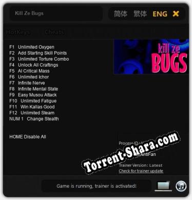 Kill Ze Bugs: ТРЕЙНЕР И ЧИТЫ (V1.0.39)