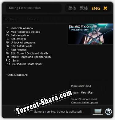 Трейнер для Killing Floor Incursion [v1.0.6]