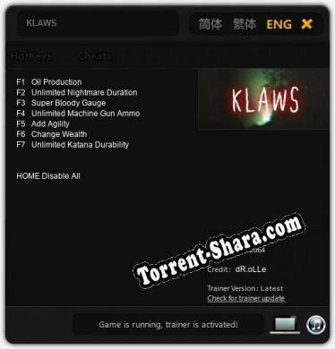 KLAWS: Трейнер +7 [v1.7]