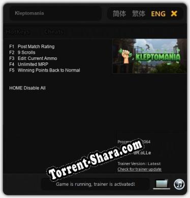 Трейнер для Kleptomania [v1.0.2]