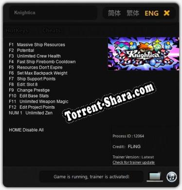 Трейнер для Knightica [v1.0.1]