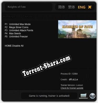 Трейнер для Knights of Fate [v1.0.8]
