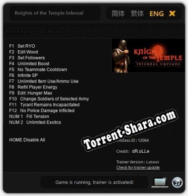 Knights of the Temple Infernal Crusade: Трейнер +14 [v1.8]