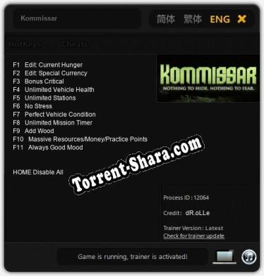 Kommissar: Трейнер +11 [v1.6]