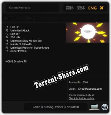KoronaNemesis: Трейнер +8 [v1.9]