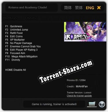 Kotama and Academy Citadel: Читы, Трейнер +11 [MrAntiFan]