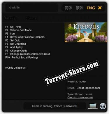 Kredolis: ТРЕЙНЕР И ЧИТЫ (V1.0.20)
