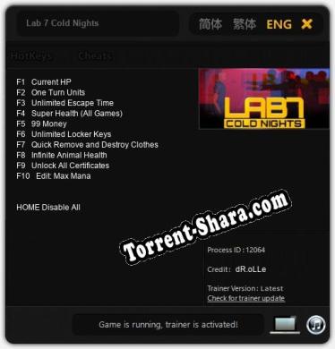 Lab 7 Cold Nights: Читы, Трейнер +10 [dR.oLLe]