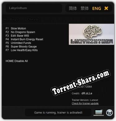Трейнер для Labyrinthum [v1.0.9]