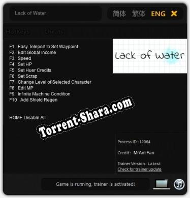 Lack of Water: ТРЕЙНЕР И ЧИТЫ (V1.0.12)