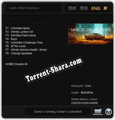 Land of the Survivors: Читы, Трейнер +8 [MrAntiFan]