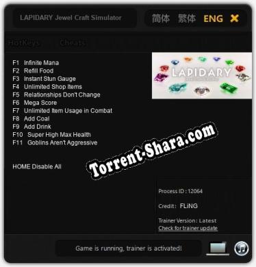 LAPIDARY Jewel Craft Simulator: ТРЕЙНЕР И ЧИТЫ (V1.0.65)