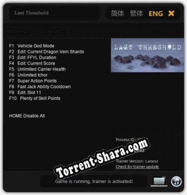 Трейнер для Last Threshold [v1.0.1]