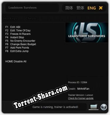 Leadstorm Survivors: Читы, Трейнер +8 [MrAntiFan]