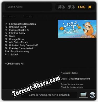 Leaf it Alone: ТРЕЙНЕР И ЧИТЫ (V1.0.80)