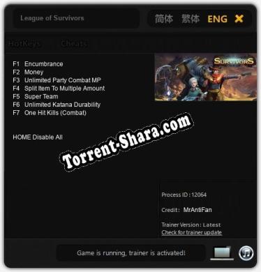 League of Survivors: Трейнер +7 [v1.8]
