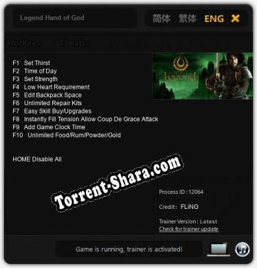 Legend Hand of God: Трейнер +10 [v1.3]