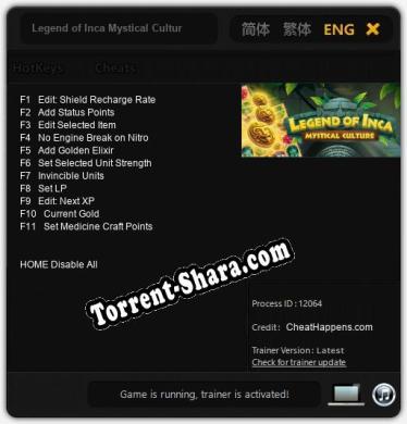 Legend of Inca Mystical Culture: Читы, Трейнер +11 [CheatHappens.com]