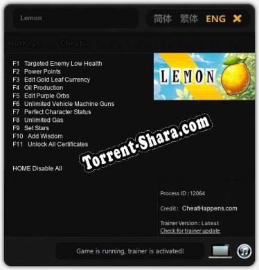 Lemon: Читы, Трейнер +11 [CheatHappens.com]