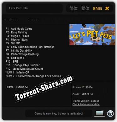 Lets Pet Pets: Трейнер +14 [v1.1]