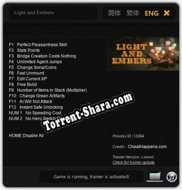 Light and Embers: Читы, Трейнер +14 [CheatHappens.com]