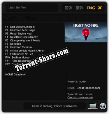 Light No Fire: Трейнер +12 [v1.7]