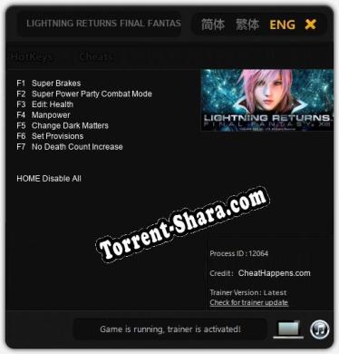 LIGHTNING RETURNS FINAL FANTASY XIII: Читы, Трейнер +7 [CheatHappens.com]