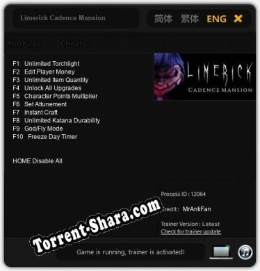 Limerick Cadence Mansion: ТРЕЙНЕР И ЧИТЫ (V1.0.57)