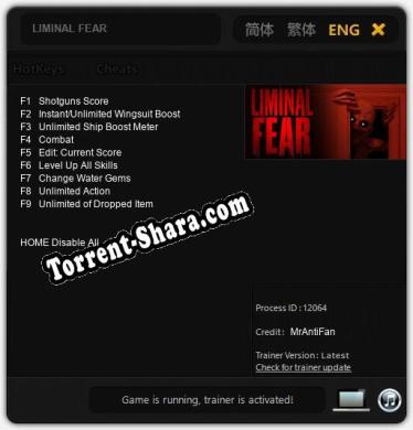 LIMINAL FEAR: Трейнер +9 [v1.2]