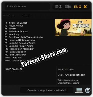 Трейнер для Little Misfortune [v1.0.4]
