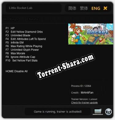 Трейнер для Little Rocket Lab [v1.0.2]