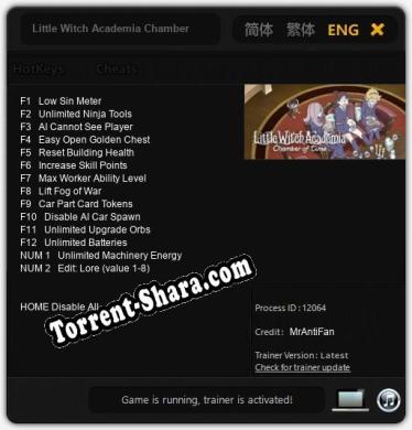 Little Witch Academia Chamber of Time: Трейнер +14 [v1.2]