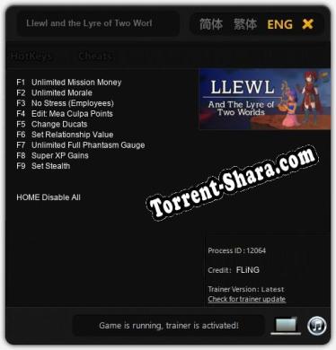 Llewl and the Lyre of Two Worlds: ТРЕЙНЕР И ЧИТЫ (V1.0.4)