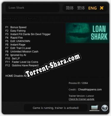 Loan Shark: Трейнер +12 [v1.8]