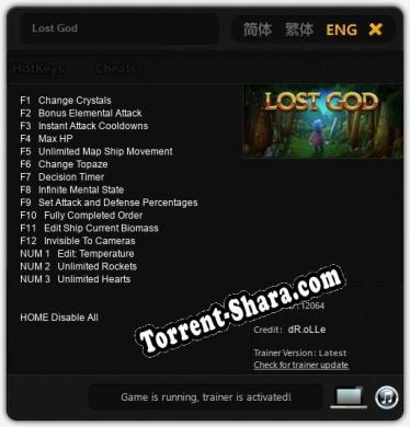 Трейнер для Lost God [v1.0.8]