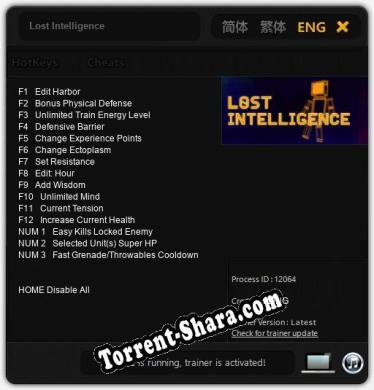 Трейнер для Lost Intelligence [v1.0.4]