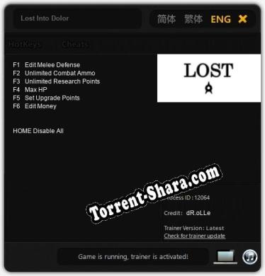 Трейнер для Lost Into Dolor [v1.0.4]