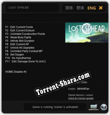 Трейнер для LOST SPHEAR [v1.0.6]