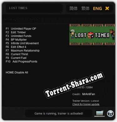 LOST TIMES: Трейнер +10 [v1.4]