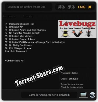 Трейнер для Lovebugz An Anthro Insect Dating Sim [v1.0.6]