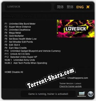 LOVESICK: Читы, Трейнер +14 [CheatHappens.com]