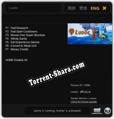 Трейнер для Ludde [v1.0.8]