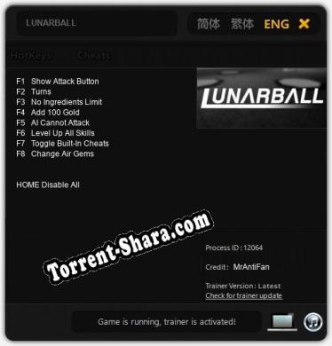 Трейнер для LUNARBALL [v1.0.2]