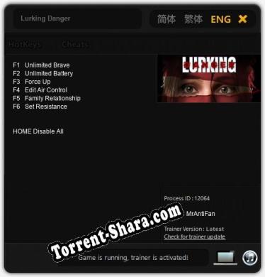 Трейнер для Lurking Danger [v1.0.8]