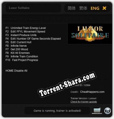 Трейнер для Luxor Solitaire [v1.0.7]