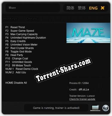 Maze: Трейнер +14 [v1.5]