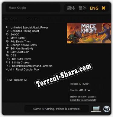 Mace Knight: ТРЕЙНЕР И ЧИТЫ (V1.0.73)