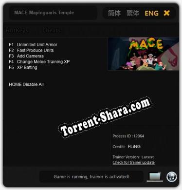 Трейнер для MACE Mapinguaris Temple [v1.0.7]