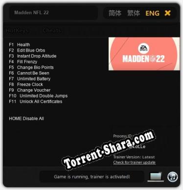 Madden NFL 22: Трейнер +11 [v1.1]
