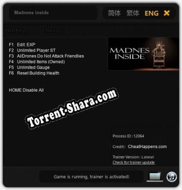 Madness inside: Трейнер +6 [v1.9]